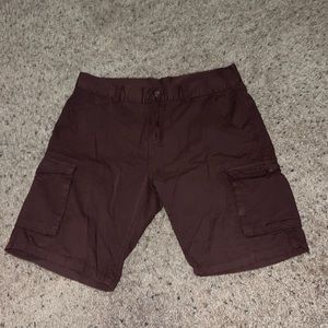 Maroon ring of fire cargo shorts